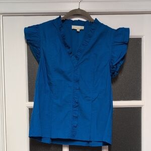 Pinch Royal Blue Ruffle sleeveless Blouse
